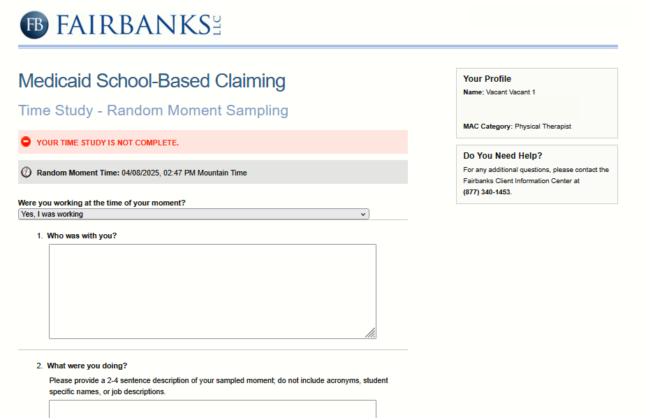 Screenshot of the Fairbanks RMTS moment page.